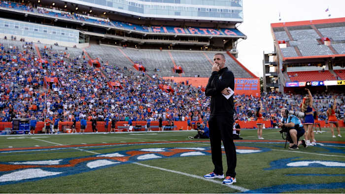 Florida Gators head coach Billy Napier before 2023 Orange and Blue spring game